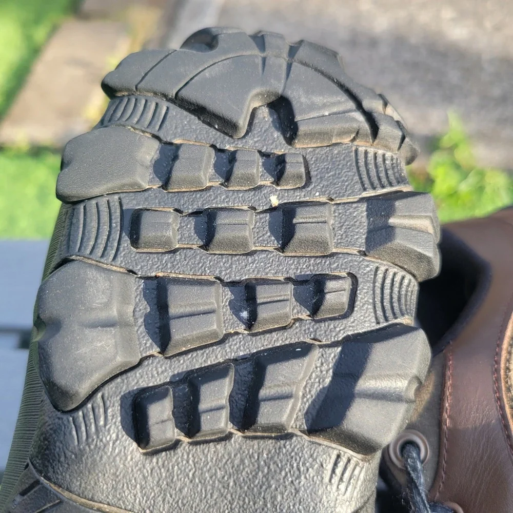 Patagonia Waterproof Hiking Shoes Men 12 Brown Leather Vibram Low Top Trekking
